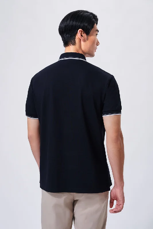 VISDRY™ Pique Tipped Polo | Black BKFD01