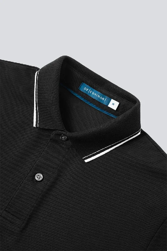 VISDRY™ Pique Tipped Polo | Black BKFD01