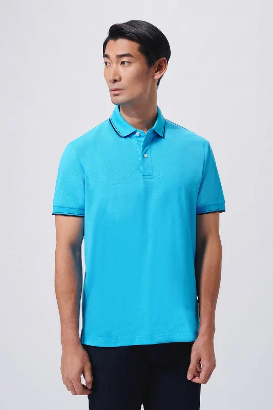 VISDRY™ Pique Tipped Polo | Blue P306UZ