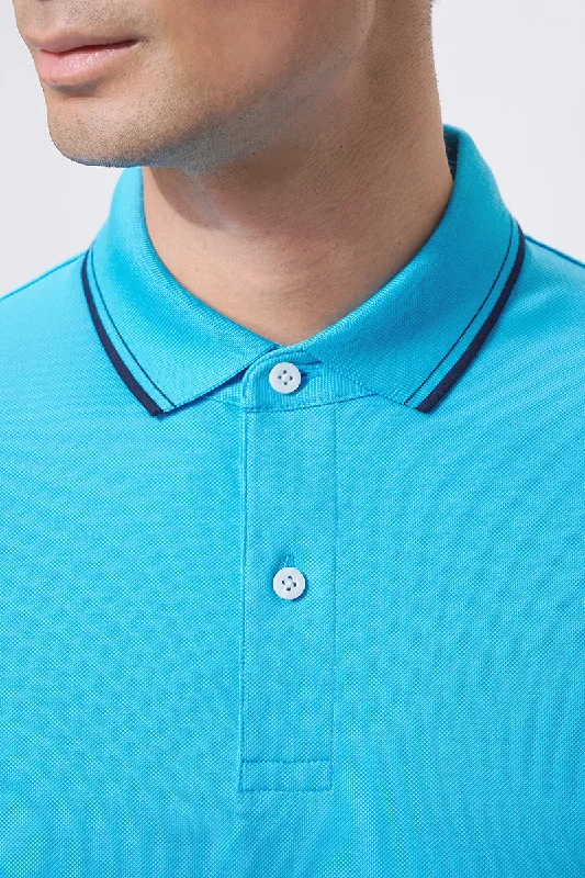 VISDRY™ Pique Tipped Polo | Blue P306UZ