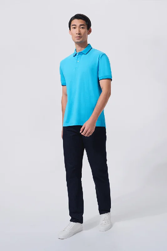 VISDRY™ Pique Tipped Polo | Blue P306UZ