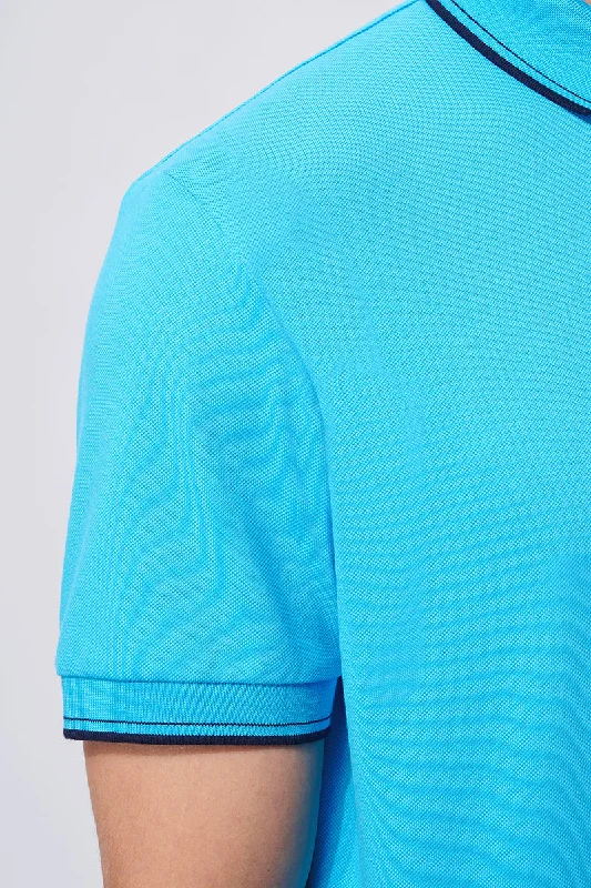 VISDRY™ Pique Tipped Polo | Blue P306UZ