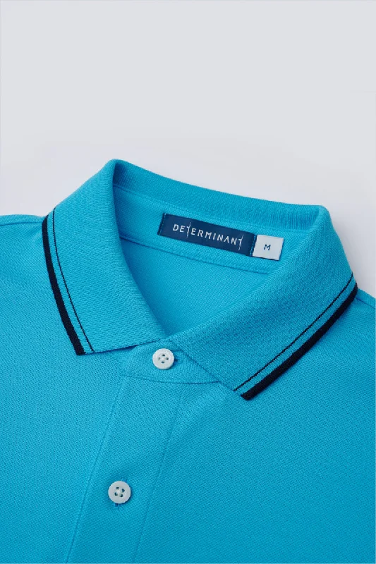 VISDRY™ Pique Tipped Polo | Blue P306UZ