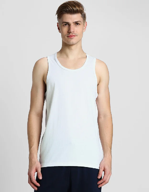 White Solid Gym Vest