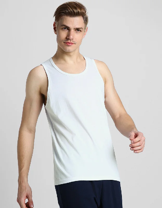 White Solid Gym Vest