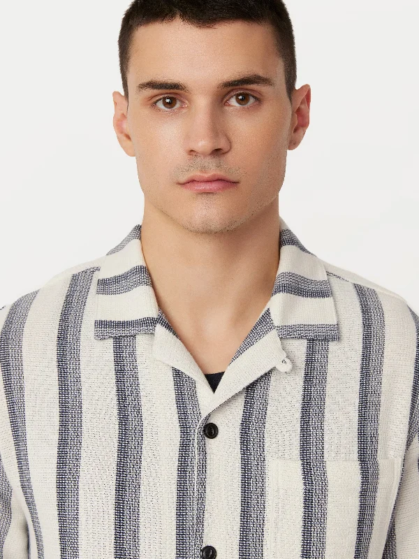 The Striped Short Sleeve Overshirt in Cloud