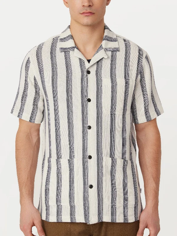 The Striped Short Sleeve Overshirt in Cloud