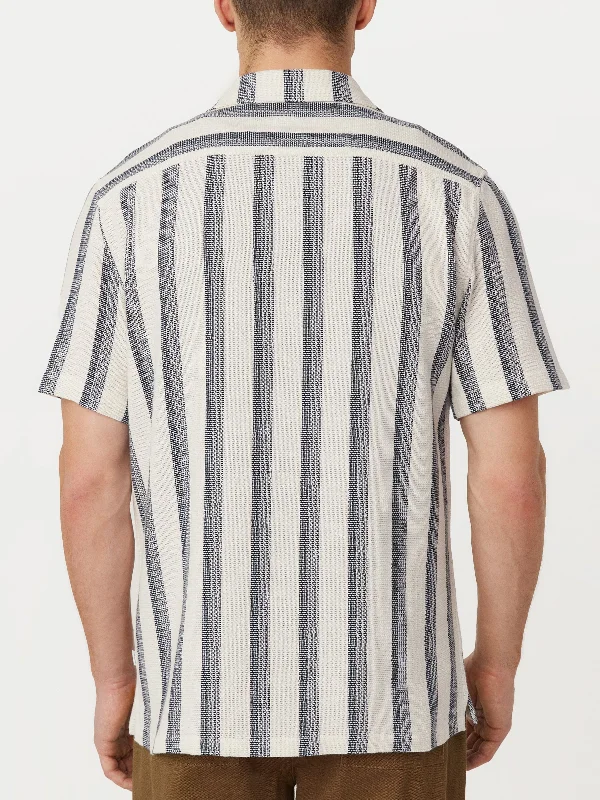 The Striped Short Sleeve Overshirt in Cloud