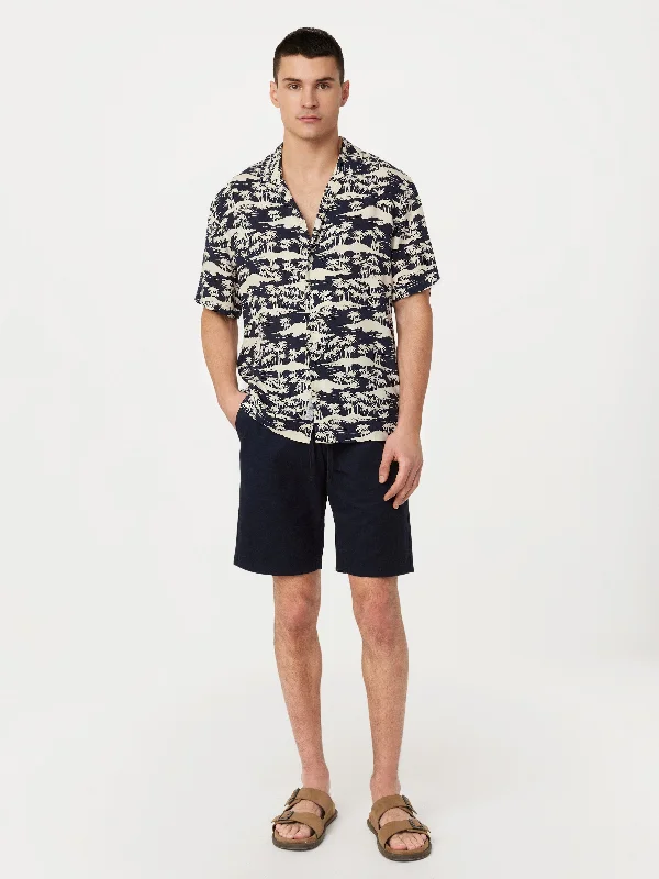 The Printed Camp Collar Shirt in Washed Black