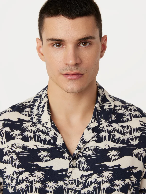 The Printed Camp Collar Shirt in Washed Black