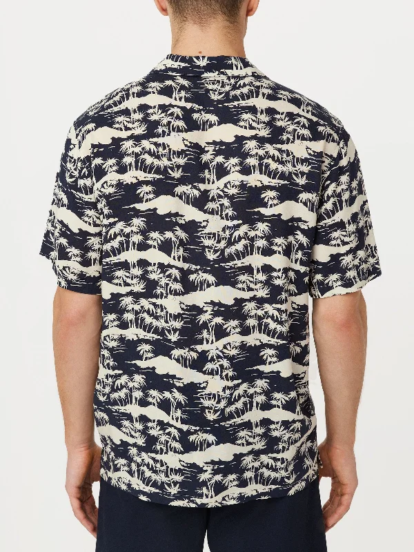 The Printed Camp Collar Shirt in Washed Black