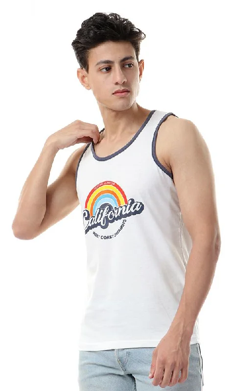 57414 Rainbow ""California"" Printed Tank Top - Off-White