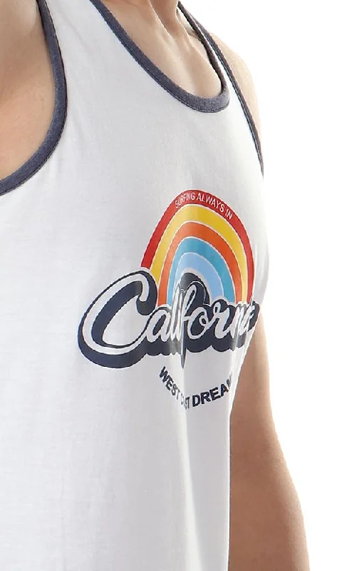 57414 Rainbow ""California"" Printed Tank Top - Off-White