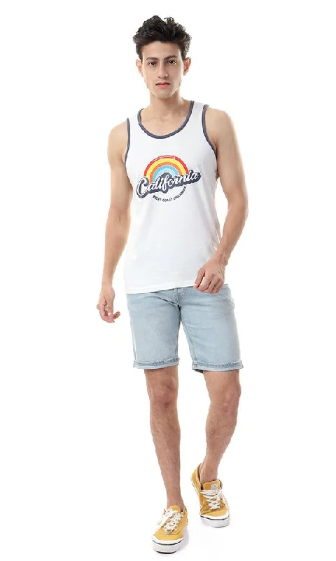 57414 Rainbow ""California"" Printed Tank Top - Off-White