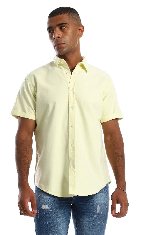 97852 Casual Half Sleeves Plain Shirt - Pale Yellow