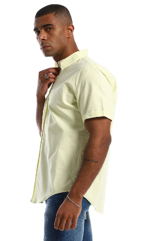 97852 Casual Half Sleeves Plain Shirt - Pale Yellow