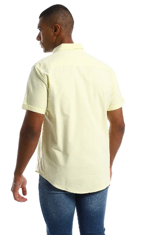 97852 Casual Half Sleeves Plain Shirt - Pale Yellow