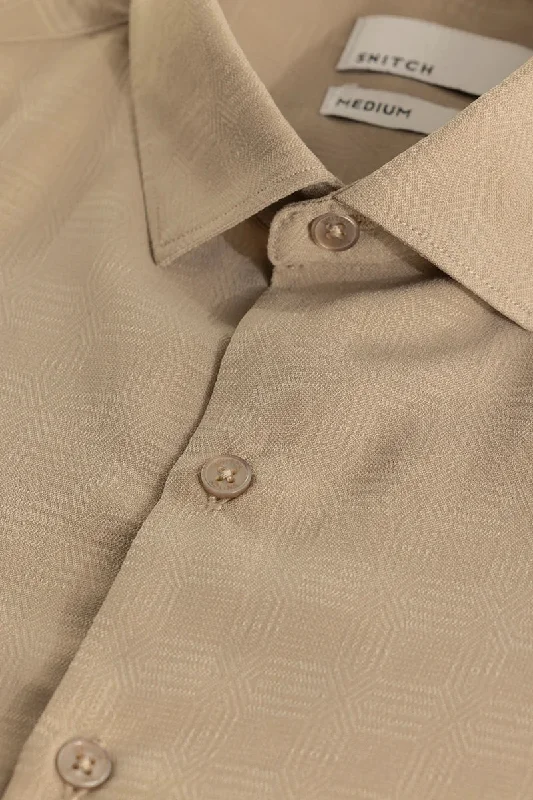 Anselmo Beige Self-Design Shirt