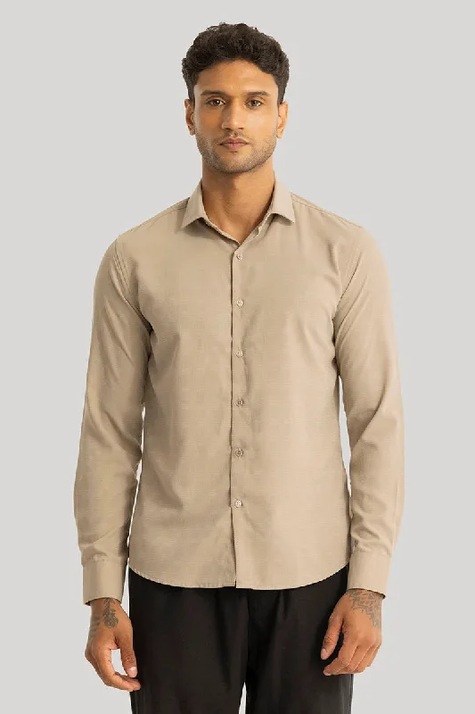 Anselmo Beige Self-Design Shirt