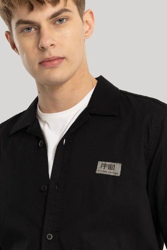 Black Zipper Pocket Overshirt