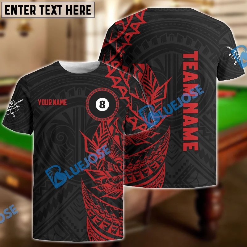 BlueJose Billiards Viking Red & Black Pattern Personalized Name, Team Name Shirt