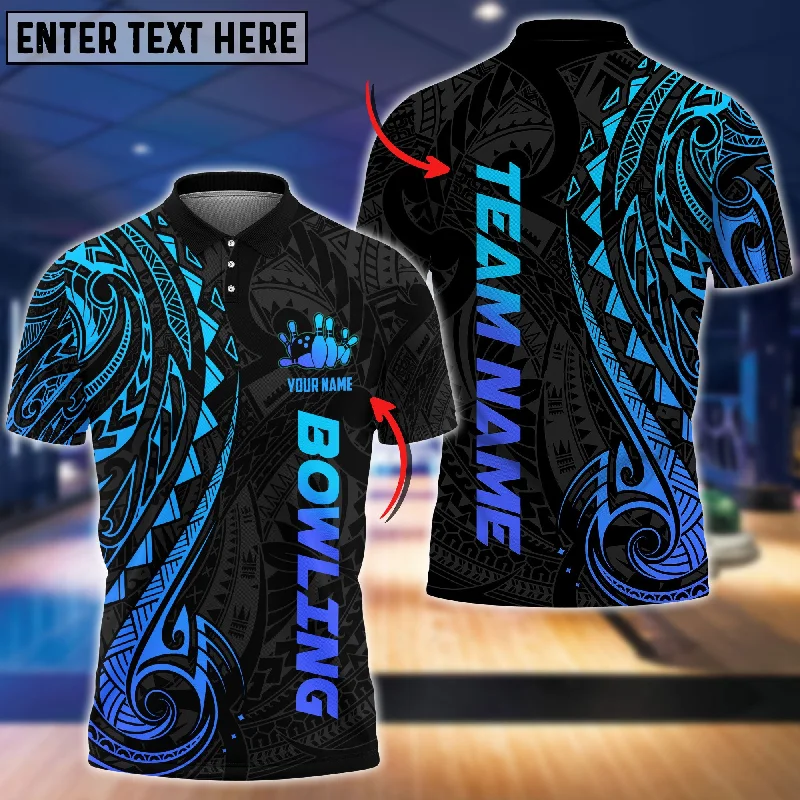 BlueJose Bowling And Pins Maori Customized Name 3D Shirt (4 Colors)