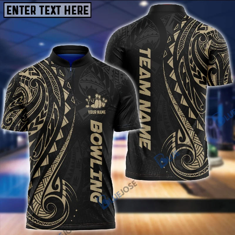 BlueJose Bowling And Pins Maori Customized Name 3D Shirt (4 Colors)