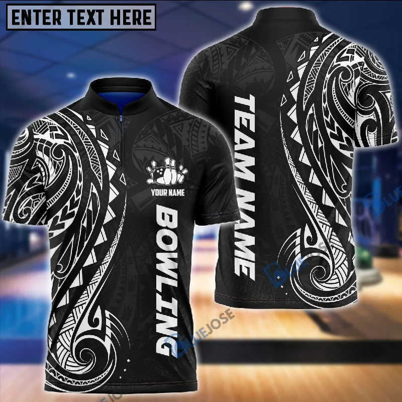 BlueJose Bowling And Pins Maori Customized Name 3D Shirt (4 Colors)