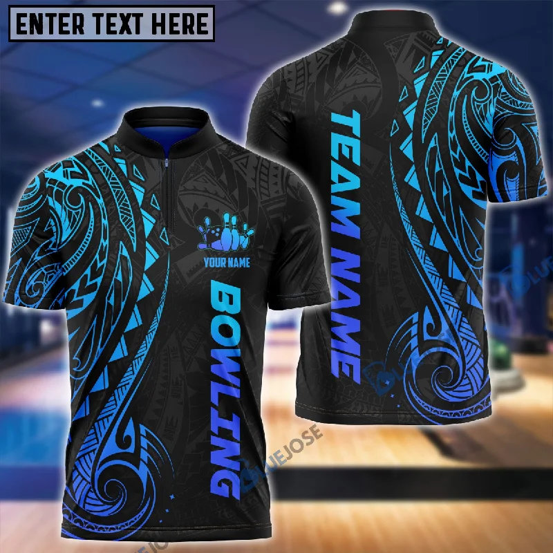 BlueJose Bowling And Pins Maori Customized Name 3D Shirt (4 Colors)