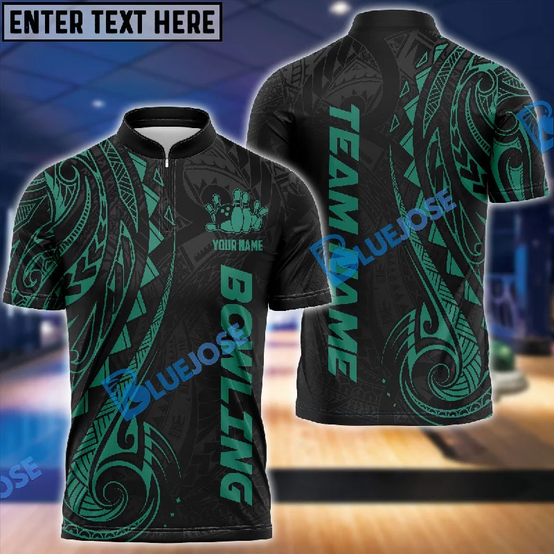 BlueJose Bowling And Pins Maori Customized Name 3D Shirt (4 Colors)