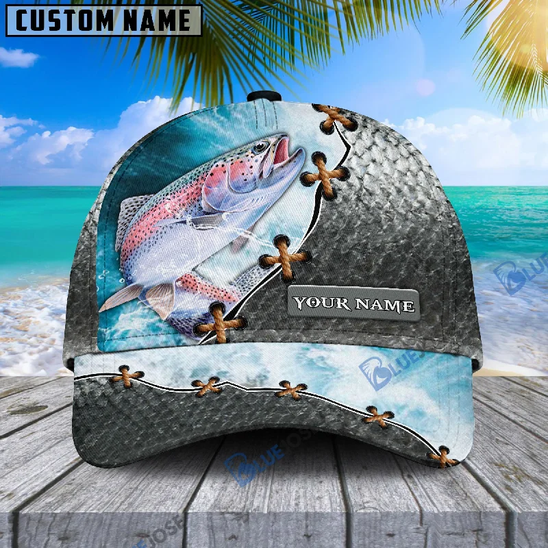 BlueJose Custom Name Trout Fishing Happiness Cap