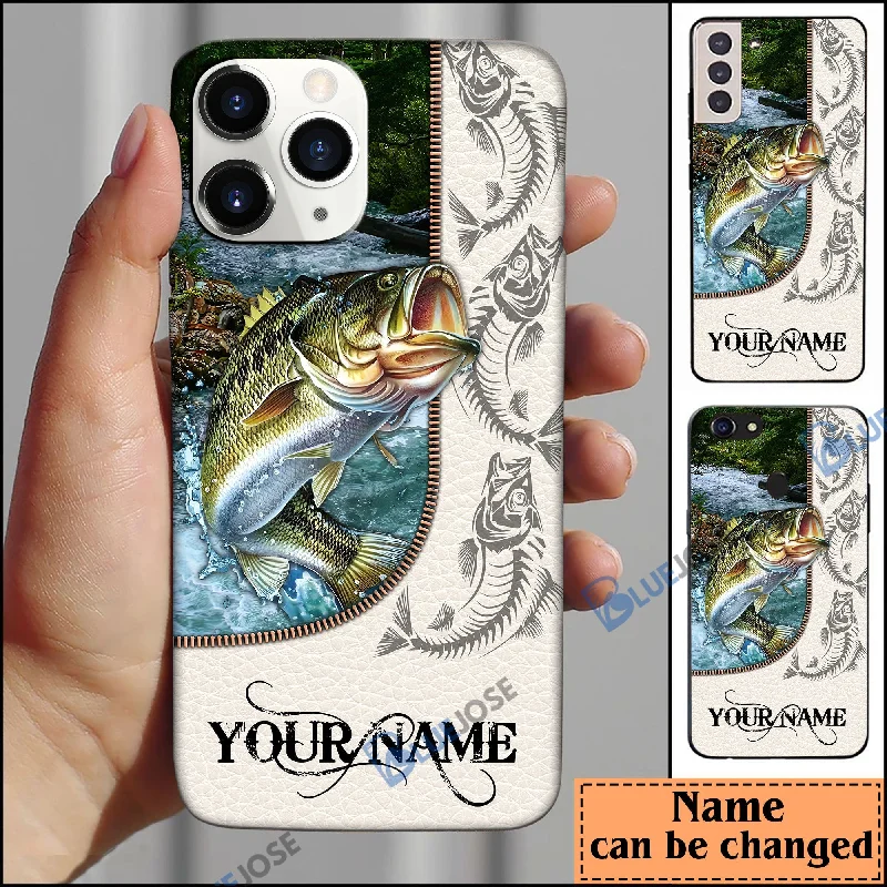 BlueJose Fish Fishbone Personalized Name Phone Case