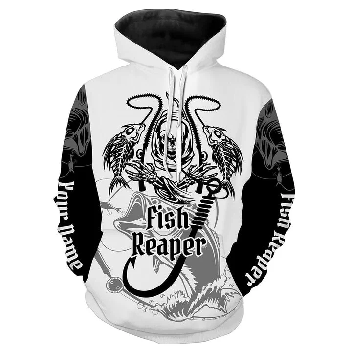 BlueJose Fish Reaper Bass Fishing Custome Name 3D Hoodie