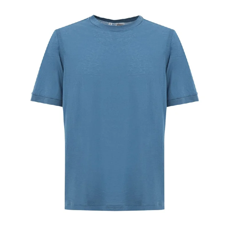 Brioni blue Cotton Men's T-Shirt