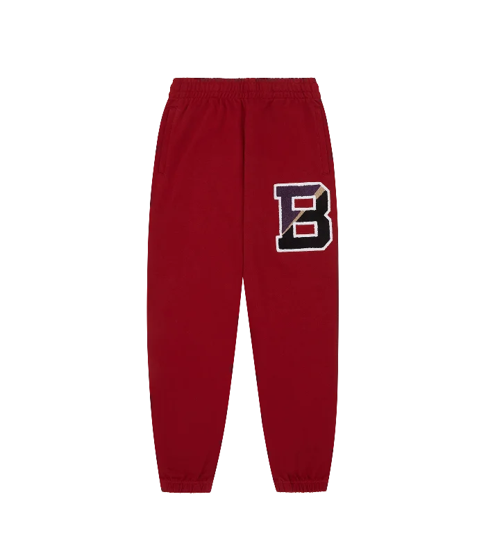 COLLEGIATE CHENILLE PATCH SWEATPANTS - RED