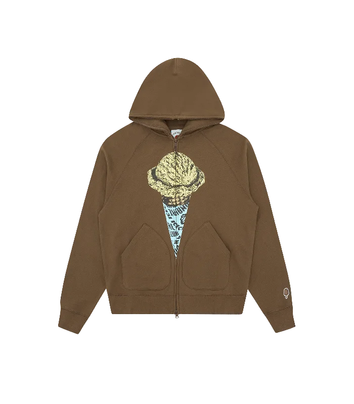 CONE ZIP HOOD - BROWN