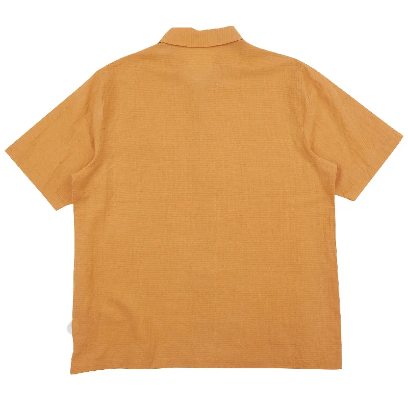 Folk Gabe Shirt Ochre Linen Grid