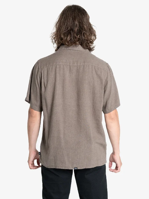 Hemp Minimal Thrills Bowling Shirt - Light Canteen