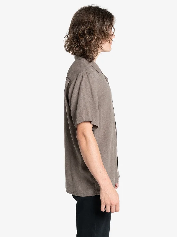 Hemp Minimal Thrills Bowling Shirt - Light Canteen