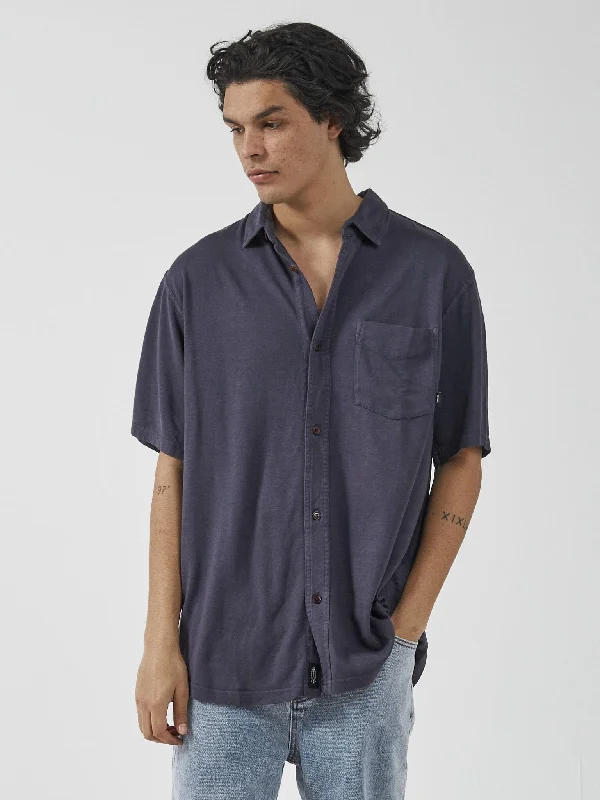 Hemp Thrills Oversized Short Sleeve Jersey Shirt - Marine Blue