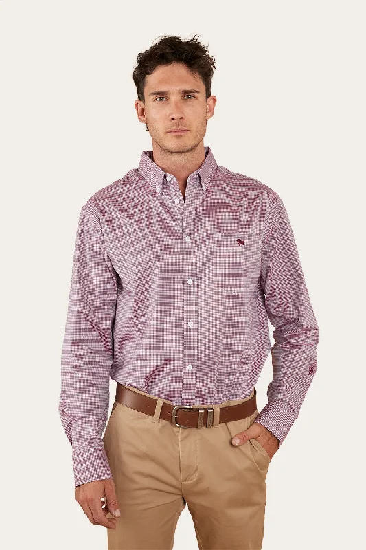 Heritage Mens Check Dress Shirt - Burgundy