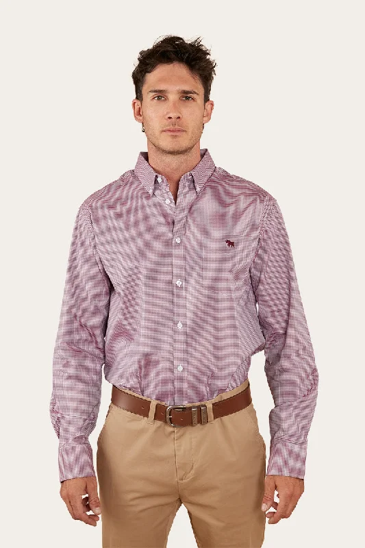 Heritage Mens Check Dress Shirt - Burgundy