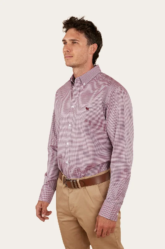 Heritage Mens Check Dress Shirt - Burgundy