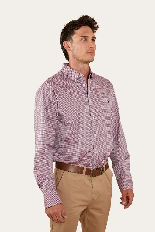 Heritage Mens Check Dress Shirt - Burgundy