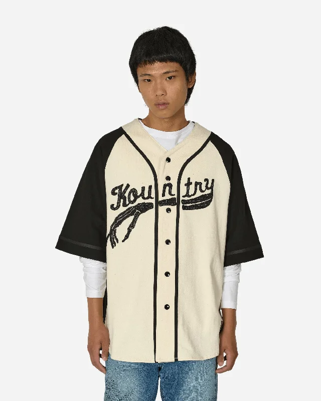 16/-Densed Jersey Baseball Shirt (Bone) Ecru / Black