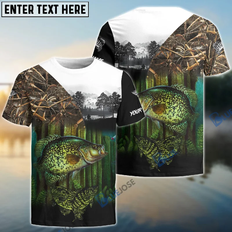 Bluejose Crappie Fishing Camo Freshwater Fish Customize Name 3D Shirts