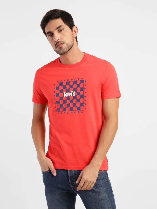 Men's Graphic Print Slim Fit T-shirt Red