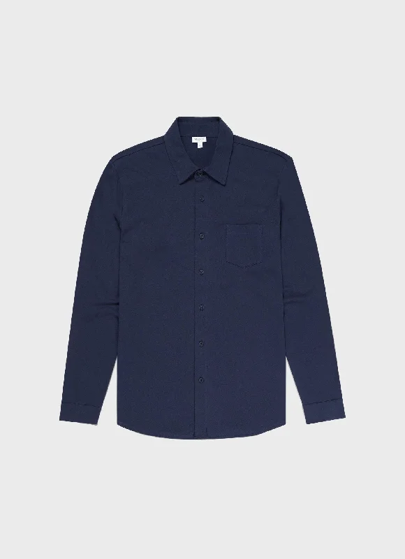 Men's Piqué Shirt in Navy