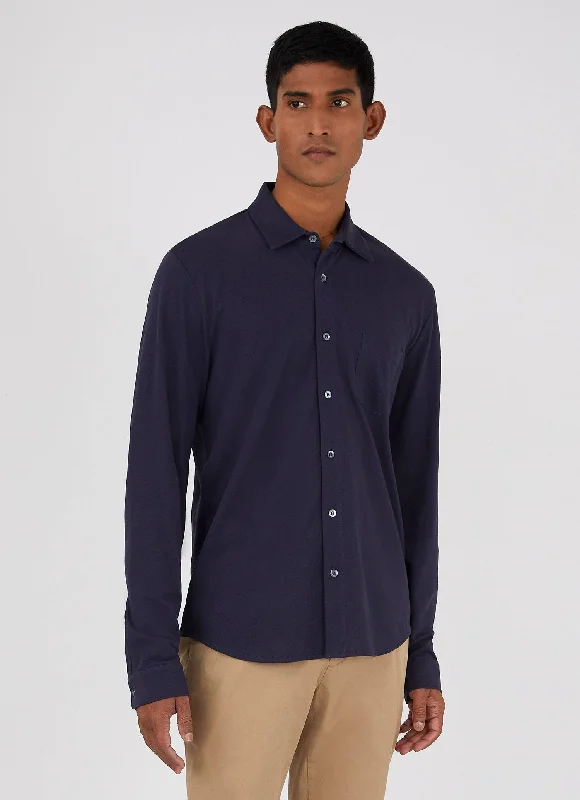 Men's Piqué Shirt in Navy