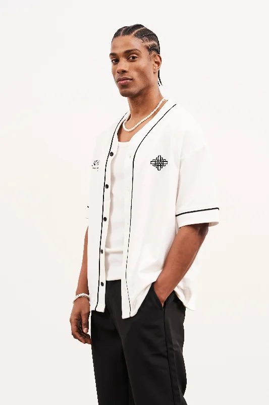 SCRIPT JERSEY BASEBALL SHIRT - OFF WHITE